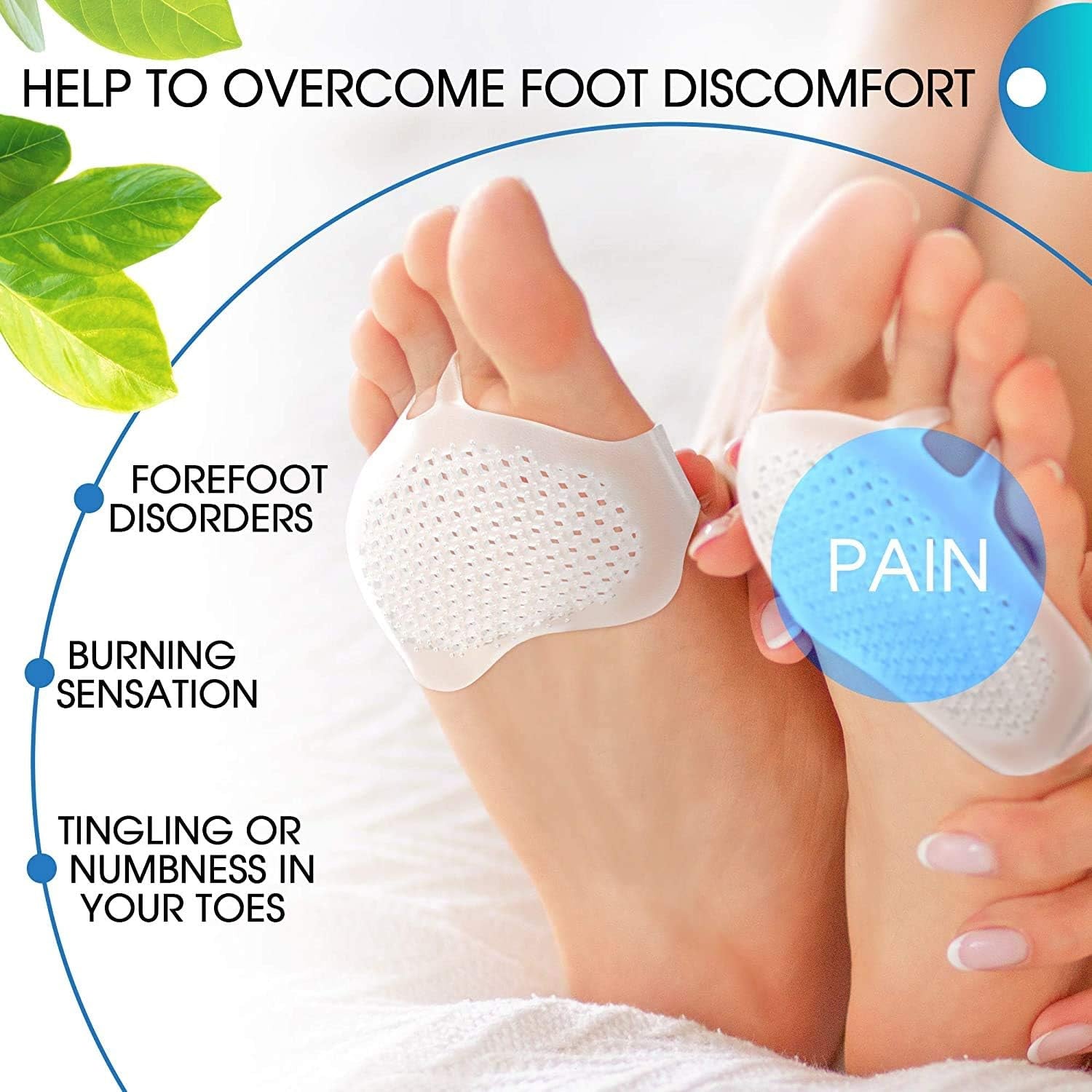 6862 Silicone Front Foot Pad Anti-Slip Insole for Pain Relief, for Forefoot Pain, Calluses, Blisters, Forefoot Cushioning Relief- Men Women (1 Pair) 6862 Silicone Front Foot Pad Anti-Slip Insole for Pain Relief, for Forefoot Pain, Calluses, Blisters, Forefoot Cushioning Relief- Men Women (1 Pair)